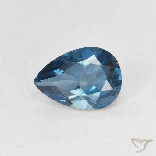 Topazio Blu London naturale da 0.85 ct, Forma a pera, VS