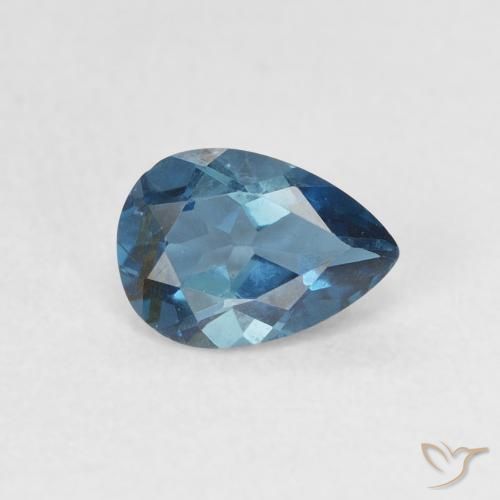 Topazio Blu London naturale da 0.85 ct, Forma a pera, VS