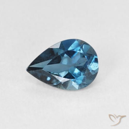 Topazio Blu London naturale da 0.79 ct, Forma a pera, VS