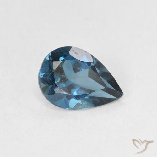 Topazio Blu London naturale da 0.79 ct, Forma a pera, VS