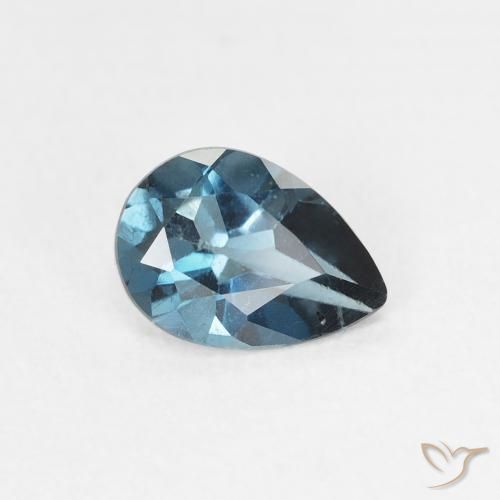 Topazio Blu London naturale da 0.78 ct, Forma a pera, VS