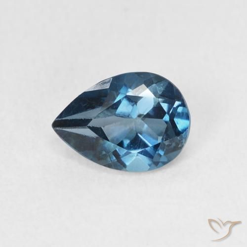 0.90ct Naturale Blu London Topazio, Forma a pera, VS