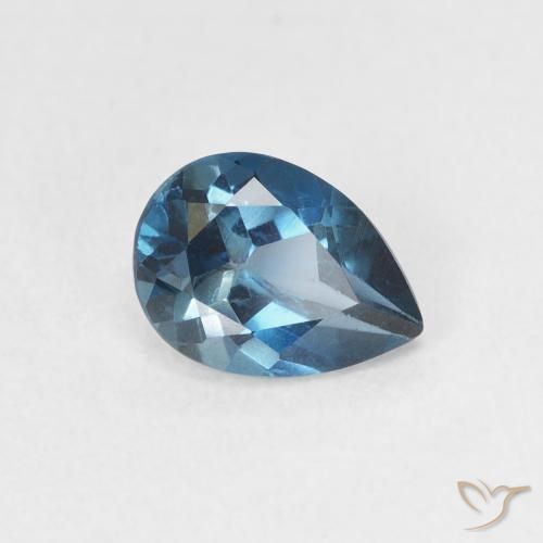 Topazio Blu London naturale da 0.90 ct, Forma a pera, VS