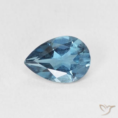0.76ct Naturale Blu London Topazio, Forma a pera, VS