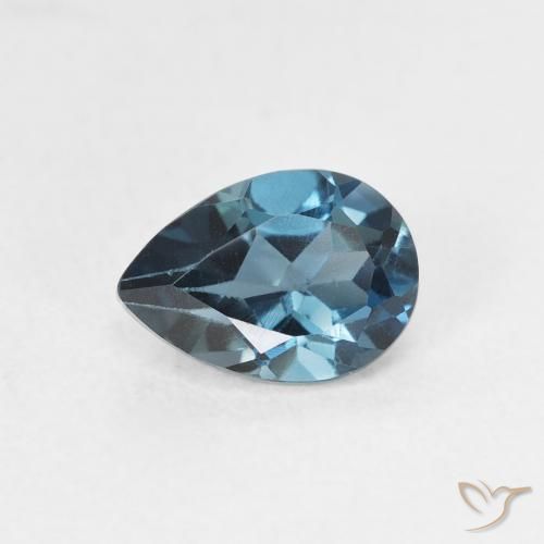 0.90ct Naturale Blu London Topazio, Forma a pera, VS