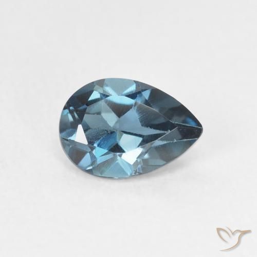 Topazio Blu London naturale da 0.90 ct, Forma a pera, VS