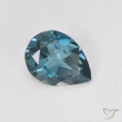 Topazio Blu London naturale da 0.58 ct, Forma a pera, VVS-VS
