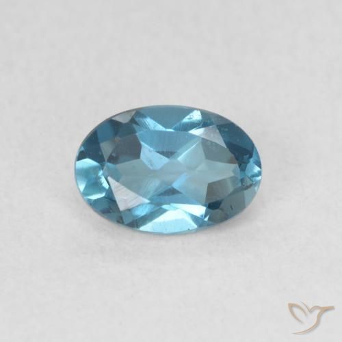 Topazio Blu London naturale da 0.64 ct, Ovale, VVS-VS