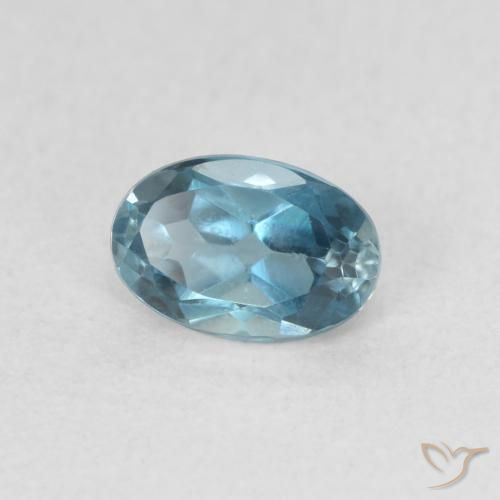 Topazio Blu London naturale da 0.65 ct, Ovale, VVS-VS