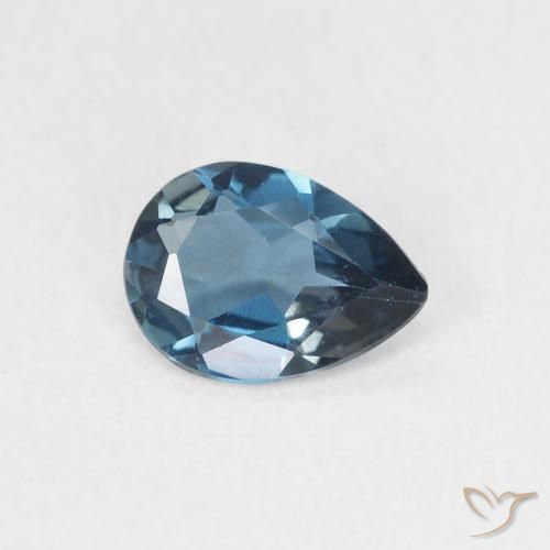 Topazio Blu London naturale da 0.65 ct, Forma a pera, VVS-VS