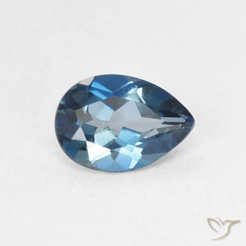 Topazio Blu London naturale da 0.89 ct, Forma a pera, VVS-VS