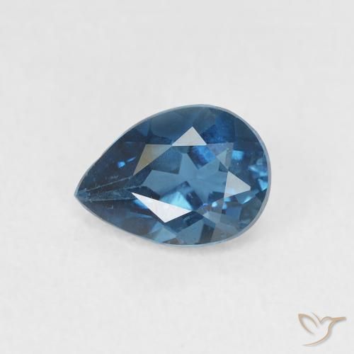 Topazio Blu London naturale da 0.81 ct, Forma a pera, VVS-VS