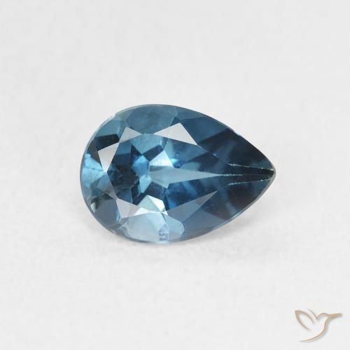 Topazio Blu London naturale da 0.87 ct, Forma a pera, VVS-VS