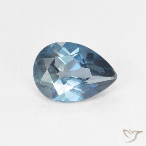 Topazio Blu London naturale da 0.86 ct, Forma a pera, VVS-VS
