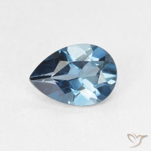 0.82ct Naturale Blu London Topazio, Forma a pera, VVS-VS