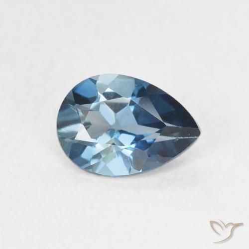 Topazio Blu London naturale da 0.82 ct, Forma a pera, VVS-VS