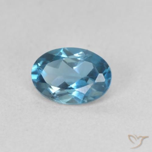 Topazio Blu London naturale da 0.61 ct, Ovale, VVS-VS