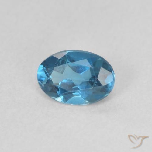 Topazio Blu London naturale da 0.50 ct, Ovale, VVS-VS