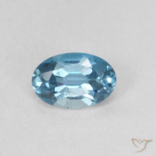Topazio Blu London naturale da 0.64 ct, Ovale, VVS-VS
