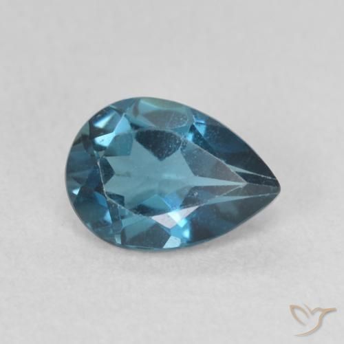 Topazio Blu London naturale da 0.83 ct, Forma a pera, VVS-VS