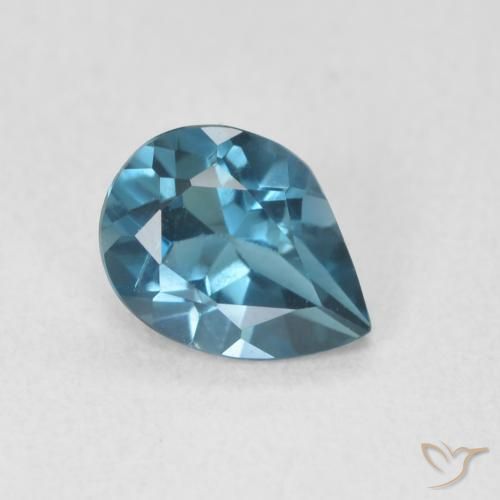 Topazio Blu London naturale da 0.73 ct, Forma a pera, VVS-VS