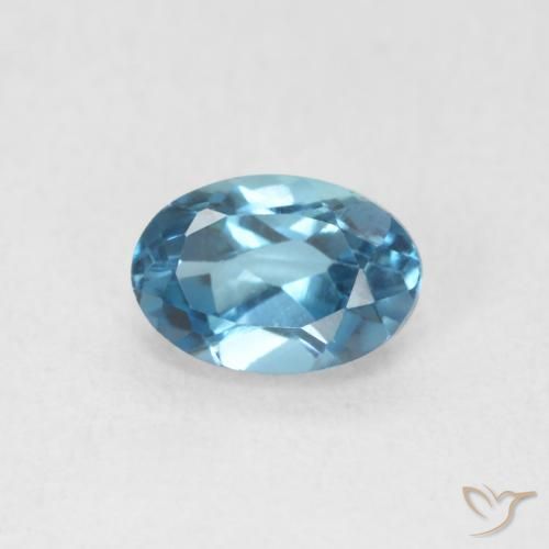 0.69ct Naturale Blu London Topazio, Ovale, VVS-VS