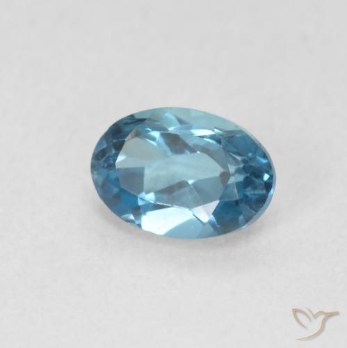 Topazio Blu London naturale da 0.69 ct, Ovale, VVS-VS