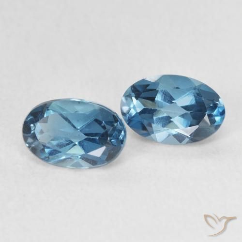 Gemme di Topazio Blu London naturale da 1.25 ct, Ovale, VVS-VS