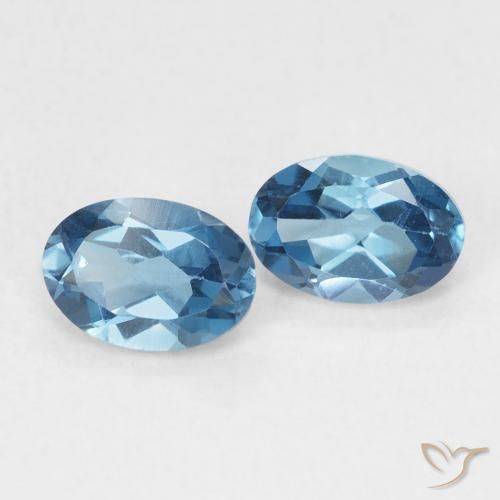 Gemme di Topazio Blu London naturale da 1.19 ct, Ovale, VS