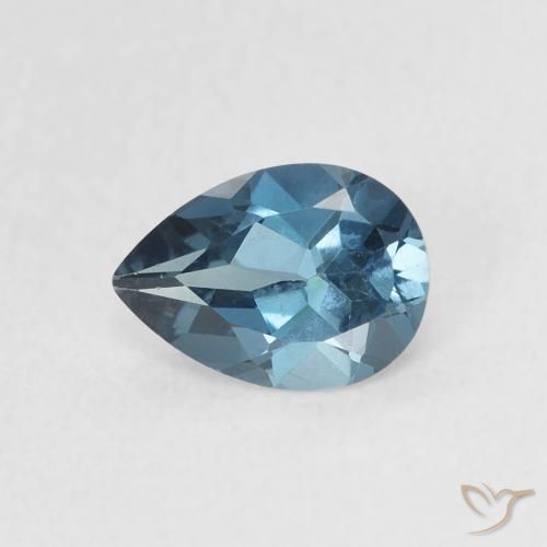 Topazio Blu London naturale da 0.76 ct, Forma a pera, VVS-VS