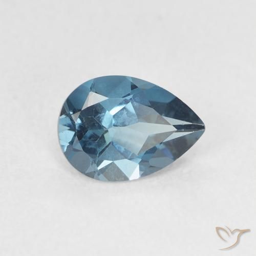 Topazio Blu London naturale da 0.76 ct, Forma a pera, VVS-VS