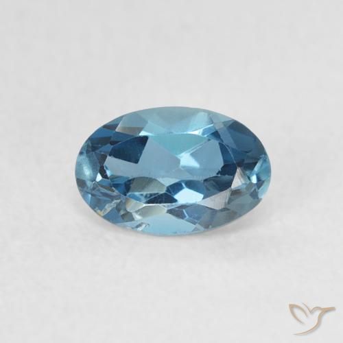 0.58ct Naturale Blu London Topazio, Ovale, VVS-VS