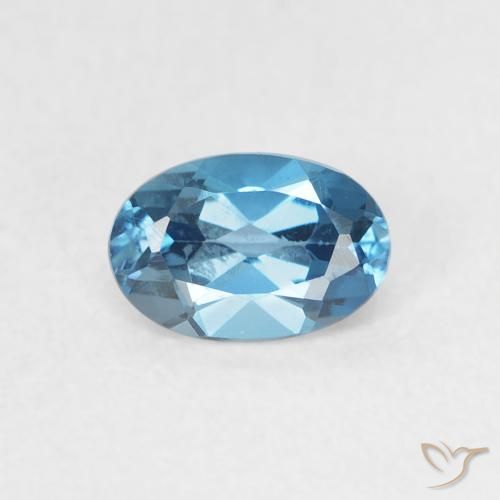 0.60ct Naturale Blu London Topazio, Ovale, VVS-VS