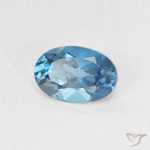 Topazio Blu London naturale da 0.60 ct, Ovale, VVS-VS