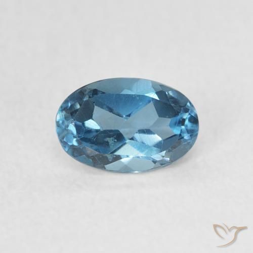 Topazio Blu London naturale da 0.61 ct, Ovale, VVS-VS