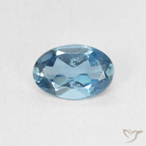 Topazio Blu London naturale da 0.54 ct, Ovale, VVS-VS