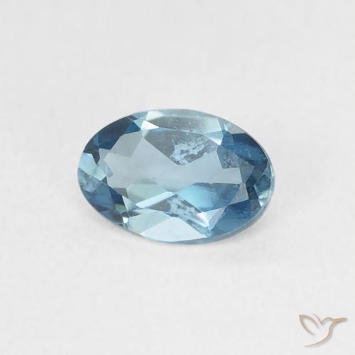 Topazio Blu London naturale da 0.54 ct, Ovale, VVS-VS