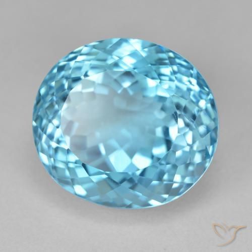 Topazio Blu svizzero naturale da 25.54 ct, Ovale, VVS-VS