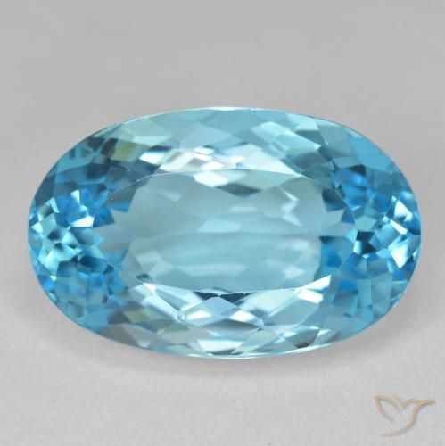 Topazio Blu svizzero naturale da 22.20 ct, Ovale, VVS-VS