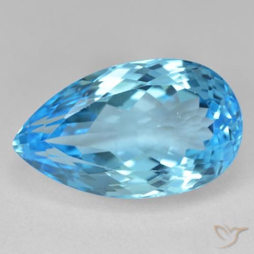 28.62ct Naturale Blu svizzero Topazio, Forma a pera, VS