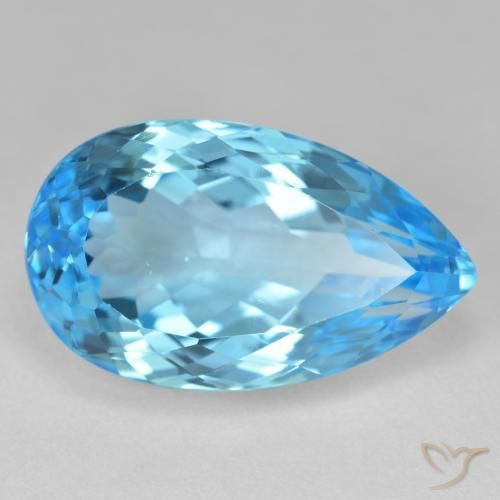 Topazio Blu svizzero naturale da 28.62 ct, Forma a pera, VS