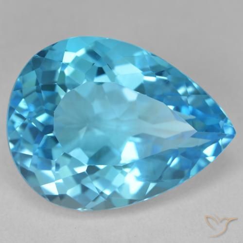 Topazio Blu svizzero naturale da 22.29 ct, Forma a pera, VVS-VS