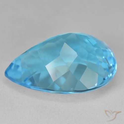Topazio Blu svizzero naturale da 22.29 ct, Forma a pera, VVS-VS