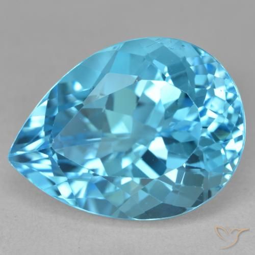 Topazio Blu svizzero naturale da 25.31 ct, Forma a pera, VVS-VS