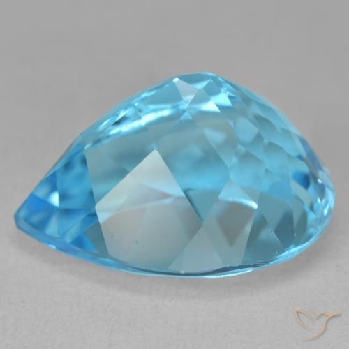 Topazio Blu svizzero naturale da 25.31 ct, Forma a pera, VVS-VS