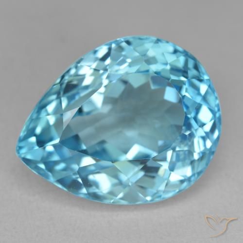 21.84ct Naturale Blu svizzero Topazio, Forma a pera, VVS-VS