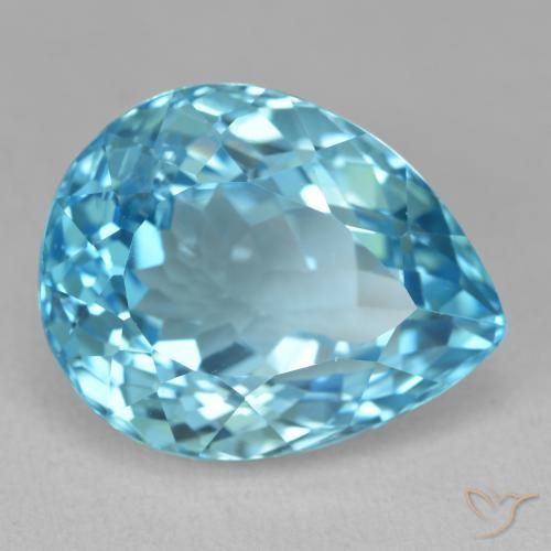 Topazio Blu svizzero naturale da 21.84 ct, Forma a pera, VVS-VS