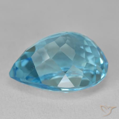 Topazio Blu svizzero naturale da 21.84 ct, Forma a pera, VVS-VS
