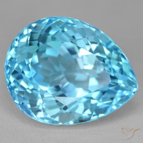 Topazio Blu svizzero naturale da 27.19 ct, Forma a pera, VVS
