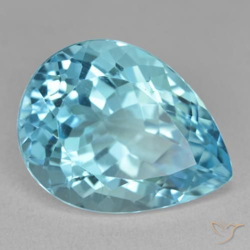 Topazio Blu svizzero naturale da 20.41 ct, Forma a pera, VVS-VS